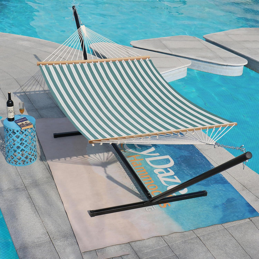 Lazy Daze Double Textliene Quick Dry Hammock with Spreader Bar for Outdoor