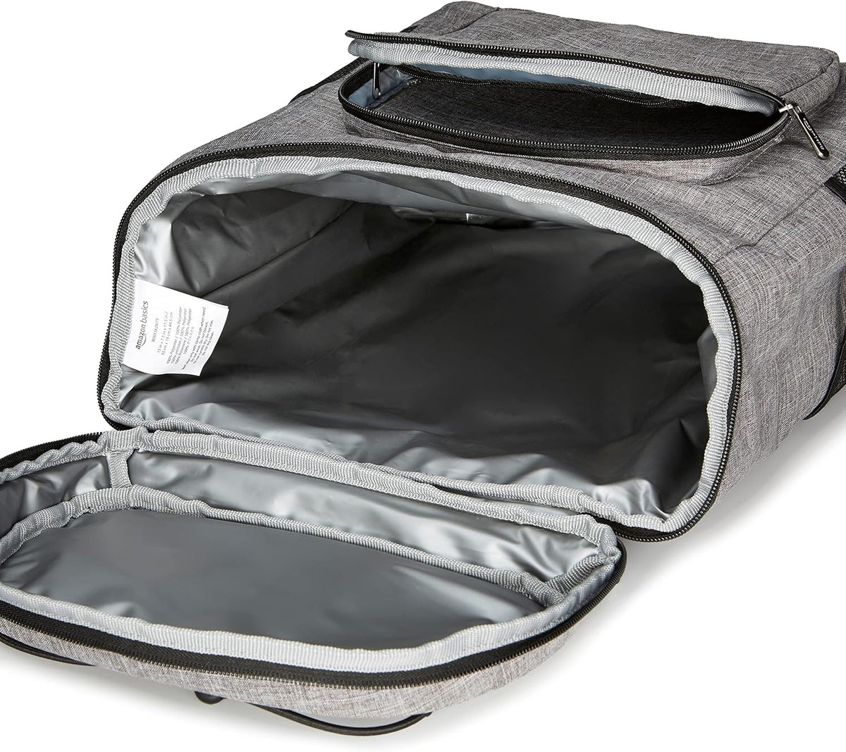 Amazon Basics Insulated Cooler Backpack for Camping and Hiking, Portable Soft Sided Cooler with 30 Can Capacity, Leak-Proof, Water-Resistant, Gray