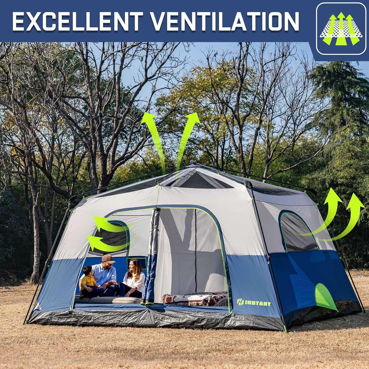 4/6/8/10 Person Instant Tent,Pop Up Tents for Camping with Rainfly