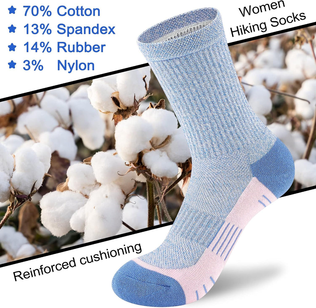 cuangya Women Crew Socks Athletic Cushioned Running Hiking 3-5 Pairs