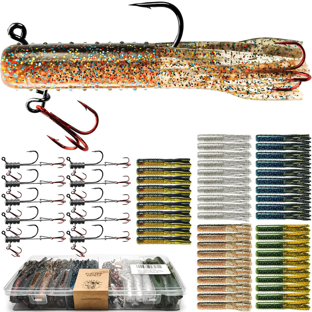 Tube Lures Jig Heads Hooks Tube Baits Worms for Bass Fishing