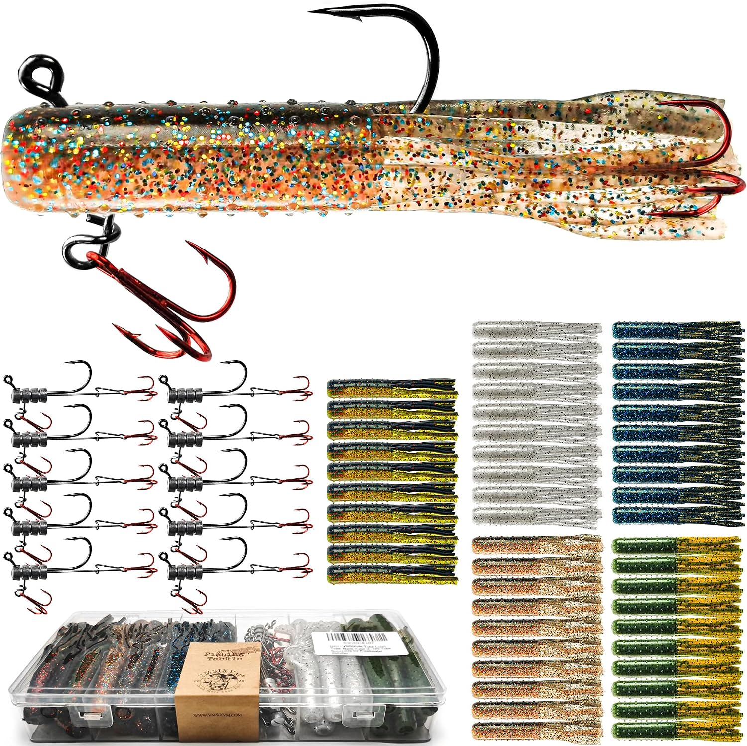 Tube Lures Jig Heads Hooks Tube Baits Worms for Bass Fishing