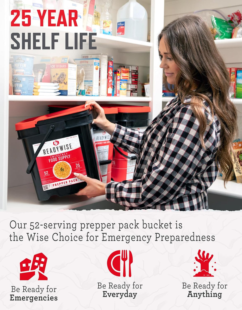 READYWISE Emergency Food Survival Supply Prepper Pack Bucket, 52 Servings