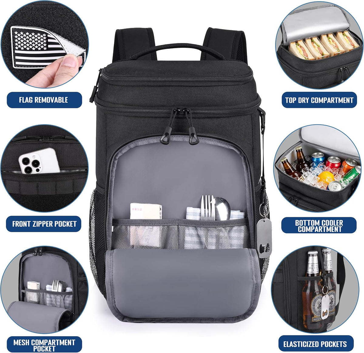 HILOMON Cooler Backpack, 20H Cold Retention Insulated Waterproof Leak Proof
