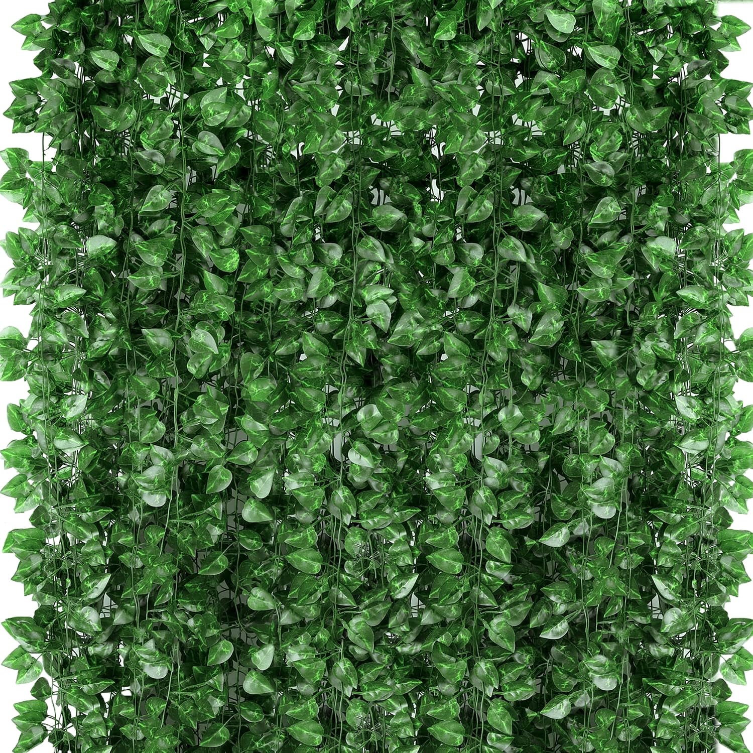 360 Feet 48 Pack Fake Greenery Hanging Garland, Ivy Leaf Plants, Vine Leaves, Fake Flowers Foliage for Bedroom Garden Wall Decor