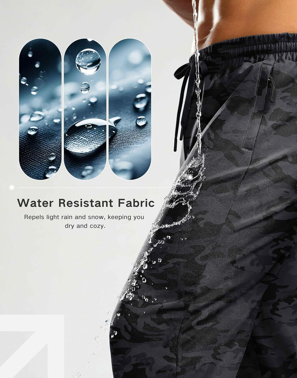 G Gradual Men's Fleece Lined Pants with 3 Zipper Pockets Water Resistant Winter Warm Hiking Pants Athletic Sweatpants for Men