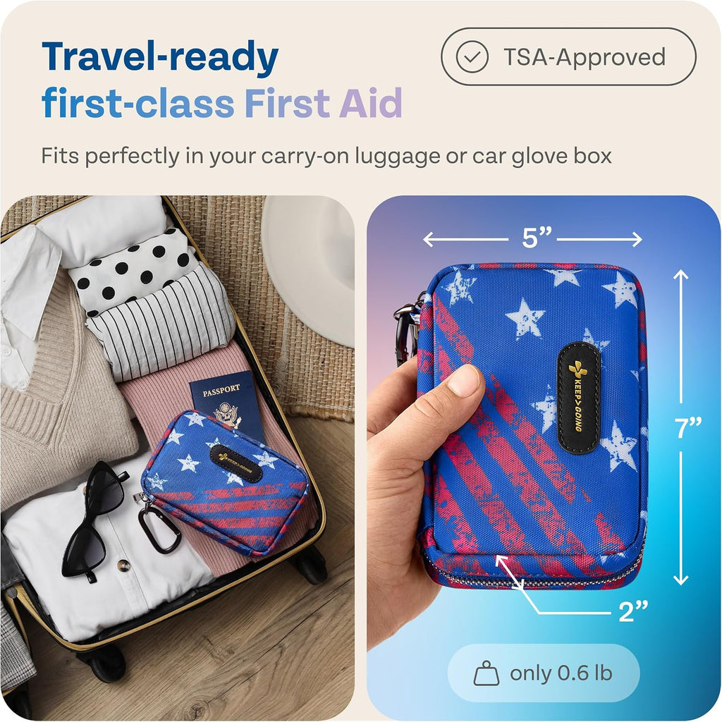 KeepGoing Travel First Aid Kit - TSA-Approved Travel Size