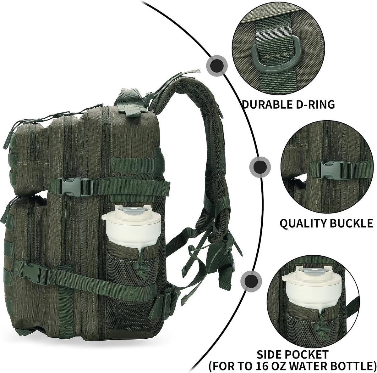 Lovelinks21 25L Military Tactical Backpack Small Assault Pack Molle Daypack for Men and Women for Work Travel Gym Outdoor Hiking Camping (Army Green)