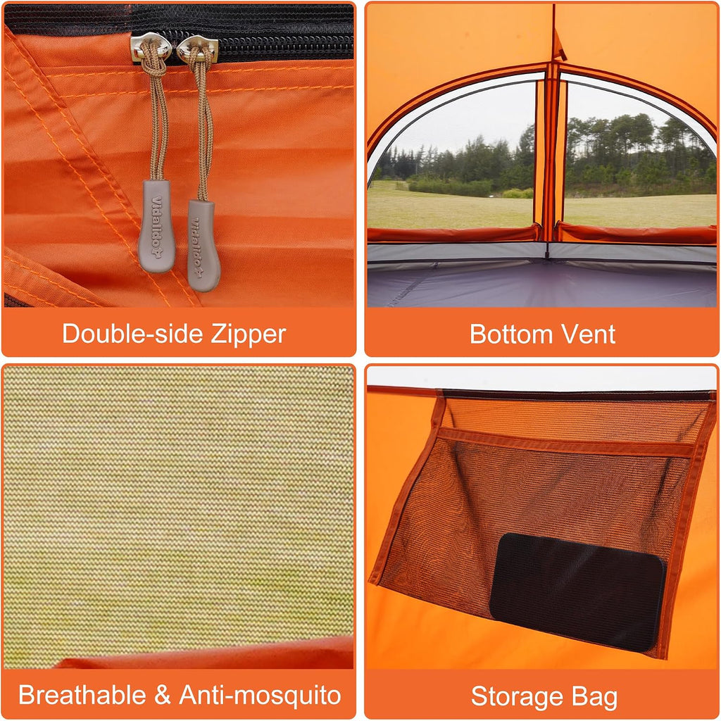 Vidalido 3-4 Person Camping Tent Easy Setup with Mesh Screen