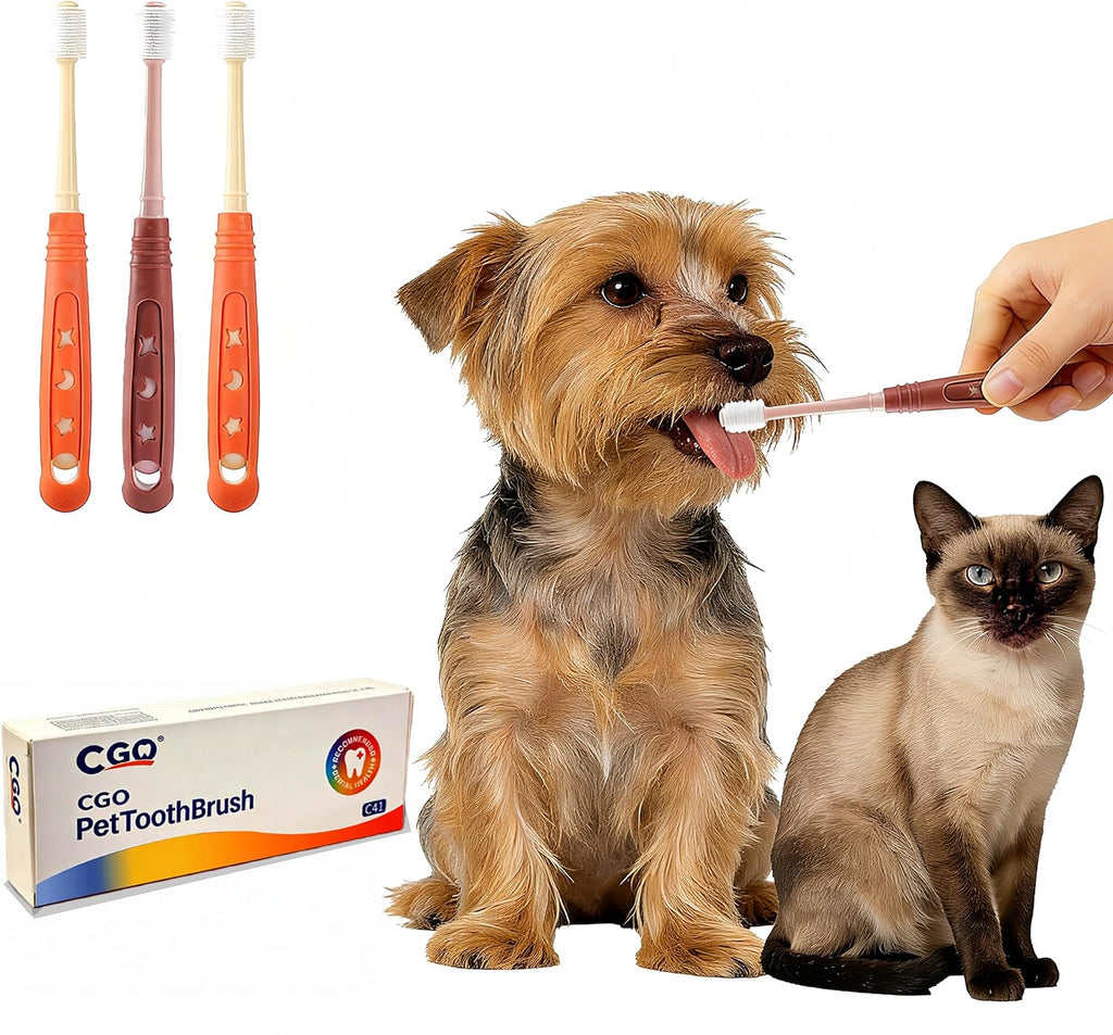 CGO 360° Silicone Pet Toothbrush for Small Dogs & Cats, 4-Pack