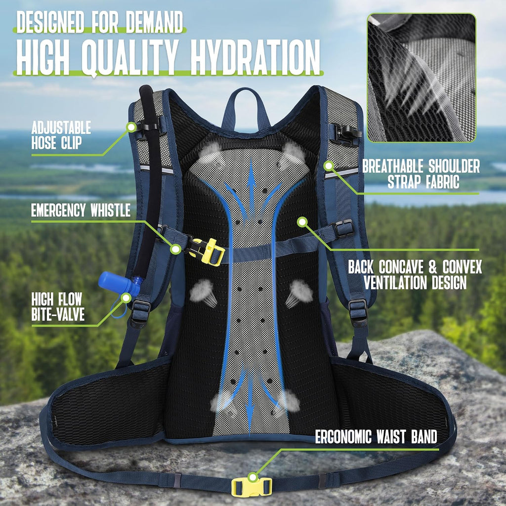 N NEVO RHINO Hydration Backpack, 18L Hiking Backpack with 3L Water Bladder