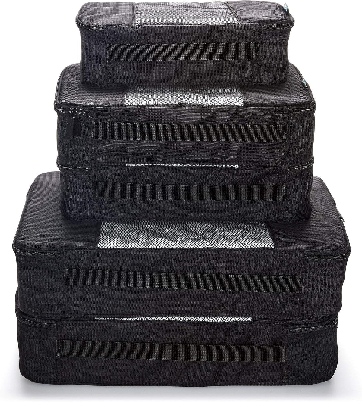 TravelWise Packing Cube System - Durable 5 Piece Weekender Plus Set (Black)