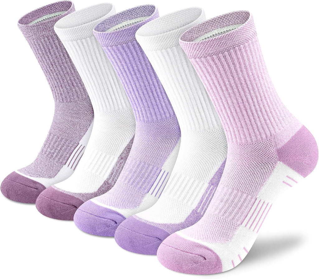 cuangya Women Crew Socks Athletic Cushioned Running Hiking 3-5 Pairs