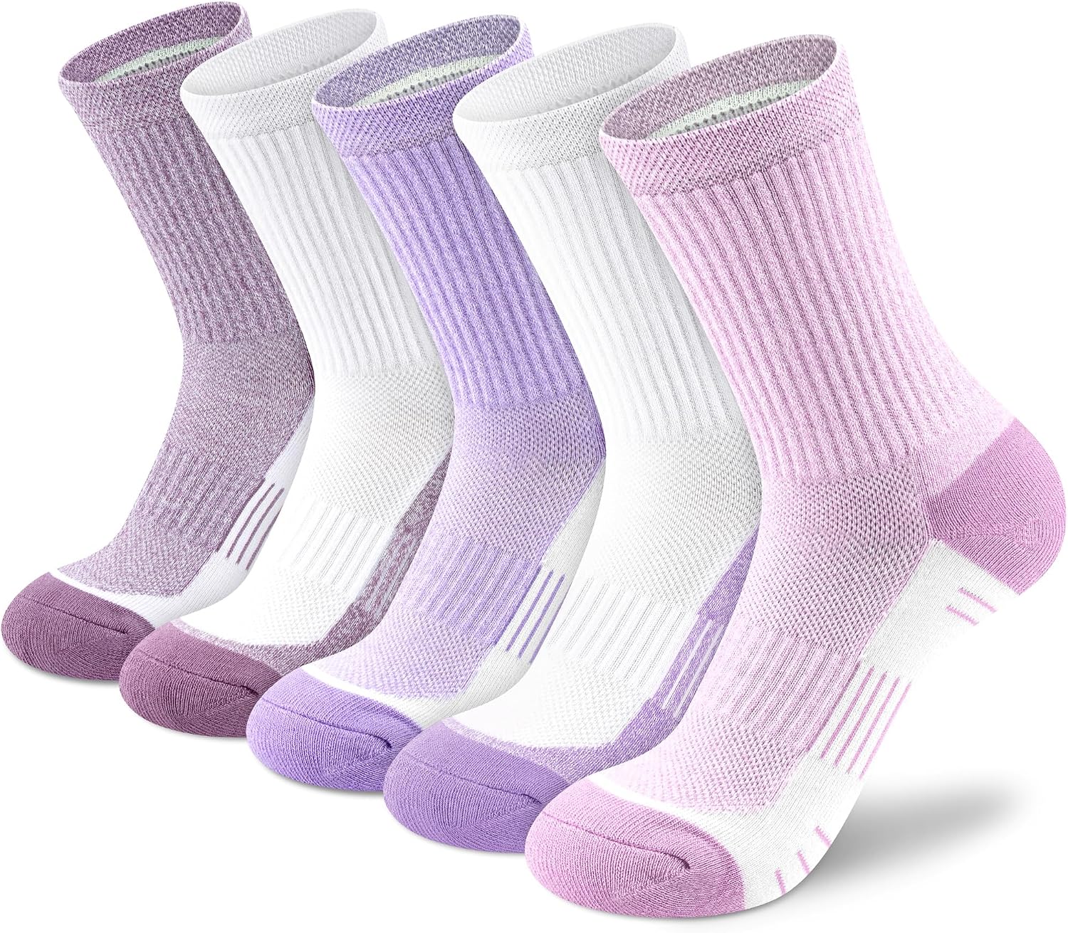 cuangya Women Crew Socks Athletic Cushioned Running Hiking 3-5 Pairs