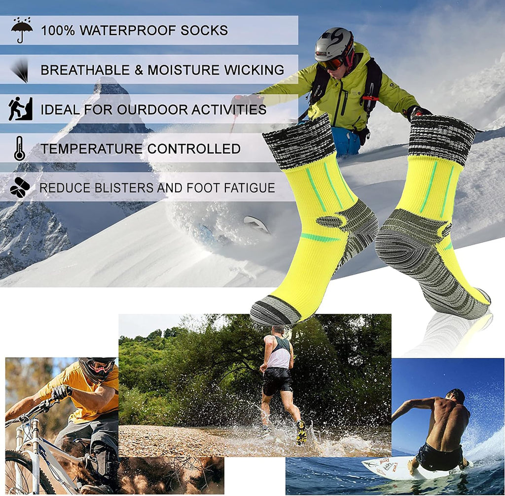RANDY SUN Waterproof Socks, Unisex Hiking Wading Trail Running Kayaking Crew Socks