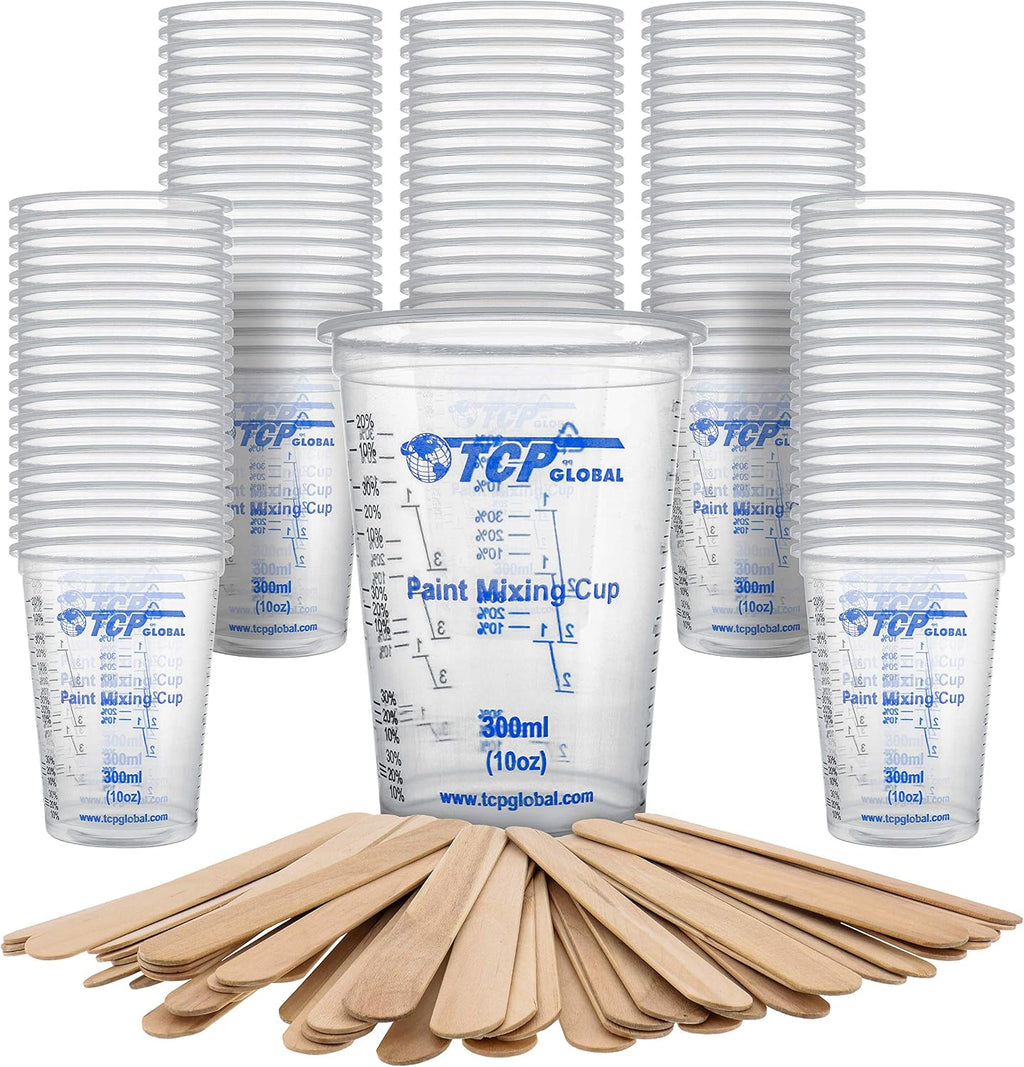TCP Global 10 oz. (300ml) Graduated Plastic Mixing Cups - Box of 50