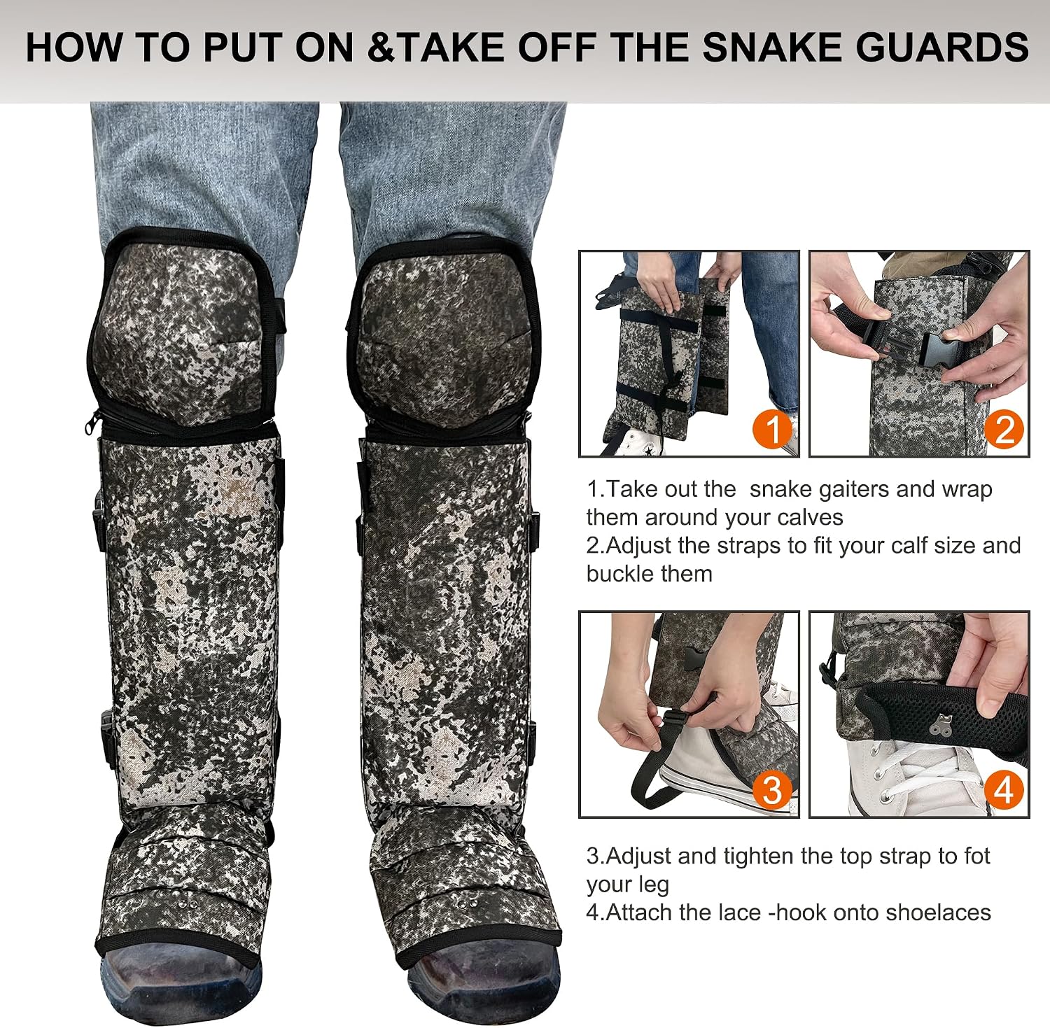 MDSTOP Snake Gaiters Leg Guards, Waterproof Snake Guards, Adjustable Snake Bite Protection for Lower Legs, Snake Chaps for Men & Women, Snake Proof Gaiters for Hunting,Outdoor and Farm Working
