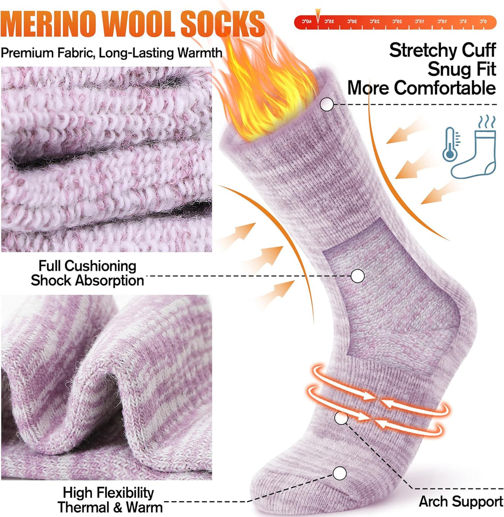 EBMORE Merino Wool Thermal Warm Winter Socks for Women Men