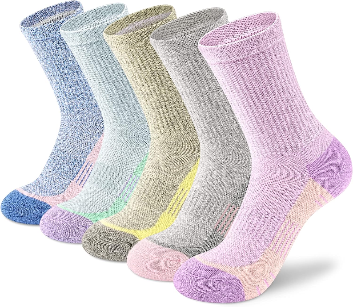 cuangya Women Crew Socks Athletic Cushioned Running Hiking 3-5 Pairs