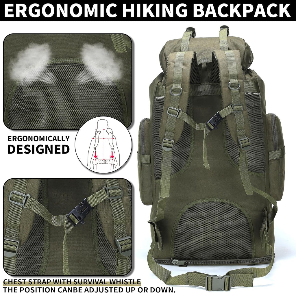 Hiking Backpack for Men 70L/100L Camping Backpack Military Rucksack Molle 3 Days Assault Pack for Climbing