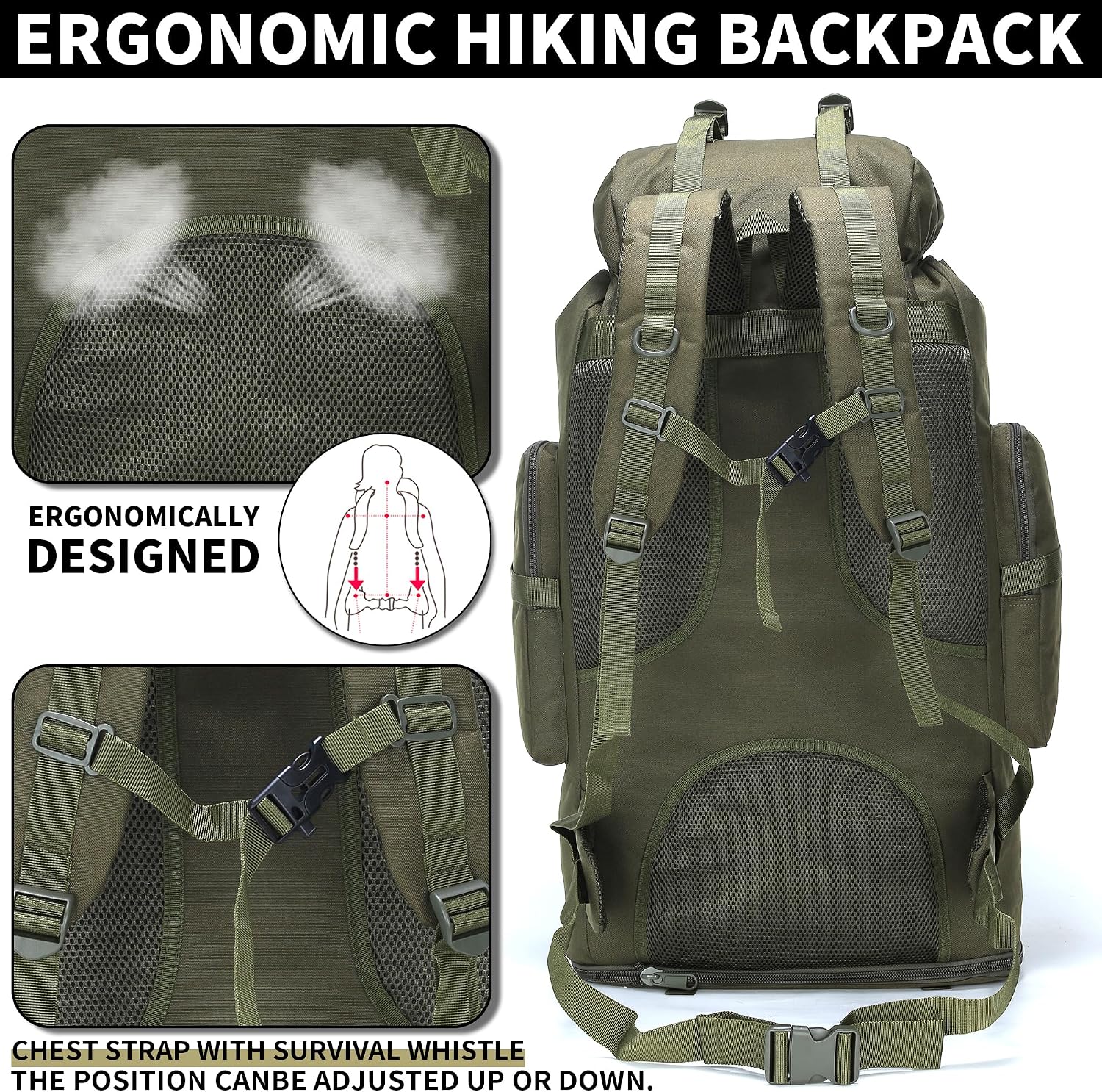 Hiking Backpack for Men 70L/100L Camping Backpack Military Rucksack Molle 3 Days Assault Pack for Climbing