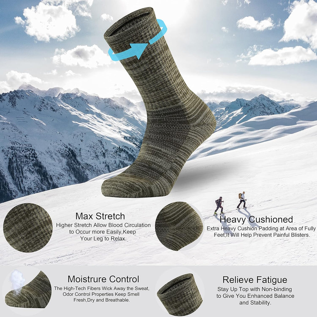 Ortis Merino Wool Socks for Men Outdoor Hiking Casual Soft Cushion Crew