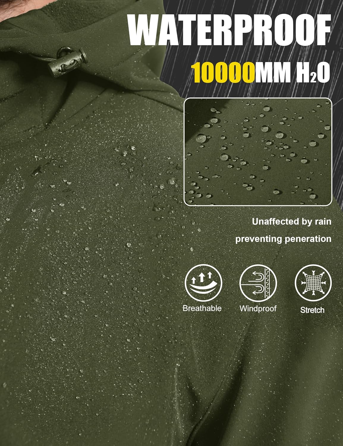 MAGCOMSEN Men's Jacket Waterproof Fleece Lightweight Softshell Rain Coat