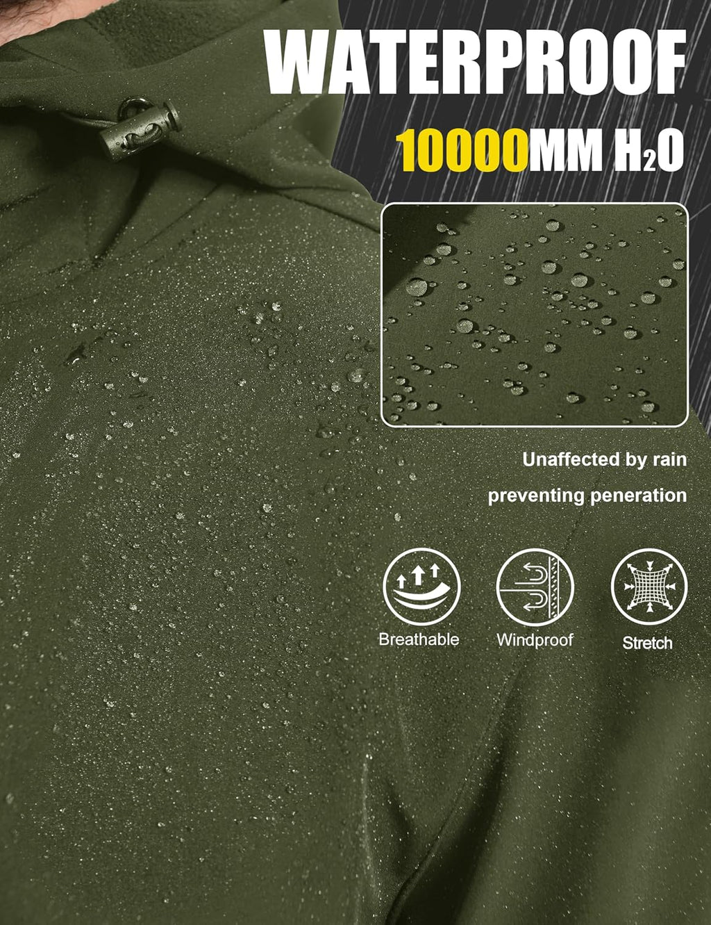 MAGCOMSEN Men's Jacket Waterproof Fleece Lightweight Softshell Rain Coat