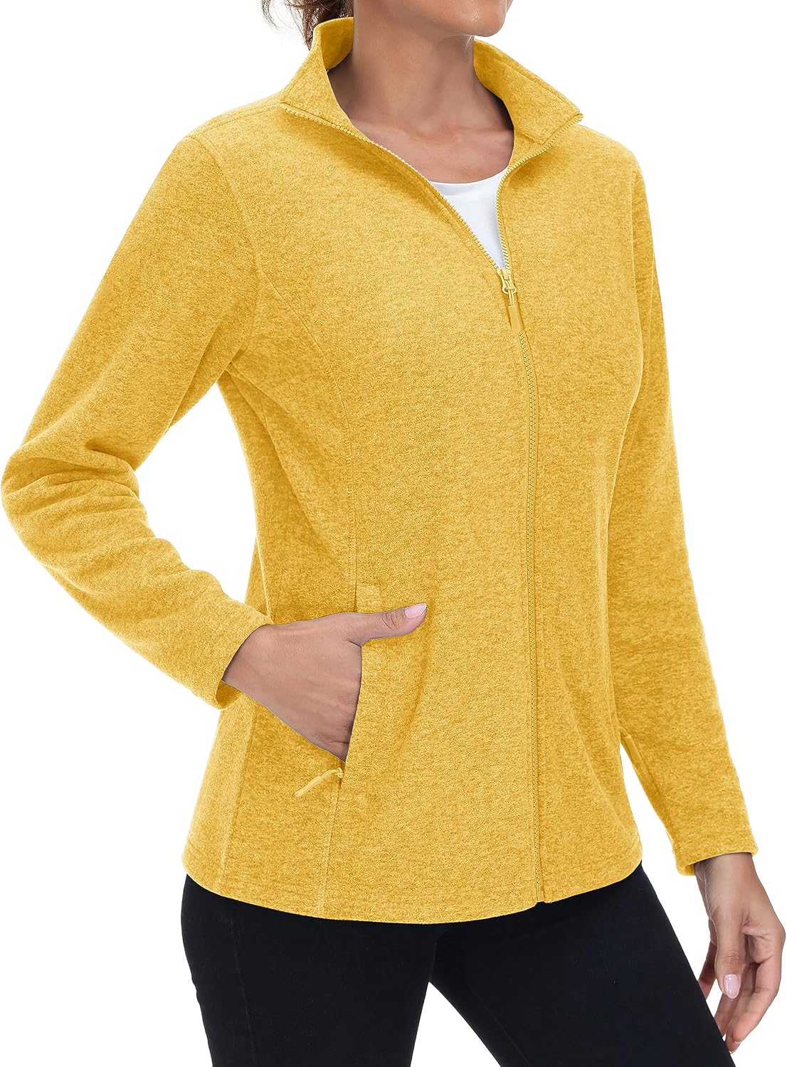 MAGCOMSEN Womens Fleece Zip Up Jacket with Pockets Lightweight Soft Coat