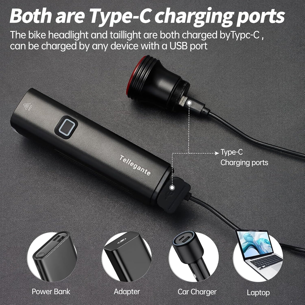 Super Bright Bike Lights for Night Riding, 2 Powerful LED for High Beam Low Beam Bicycle Lights, 6000mAh USB-C Rechargeable Bike Headlight, Smart Brake Bike Taillight, IPX6 Waterproof & Aluminum Alloy
