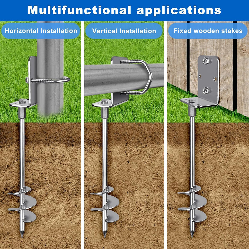 30" Screw In Ground Anchors, Heavy Duty Anchor Kit, 4 Pack