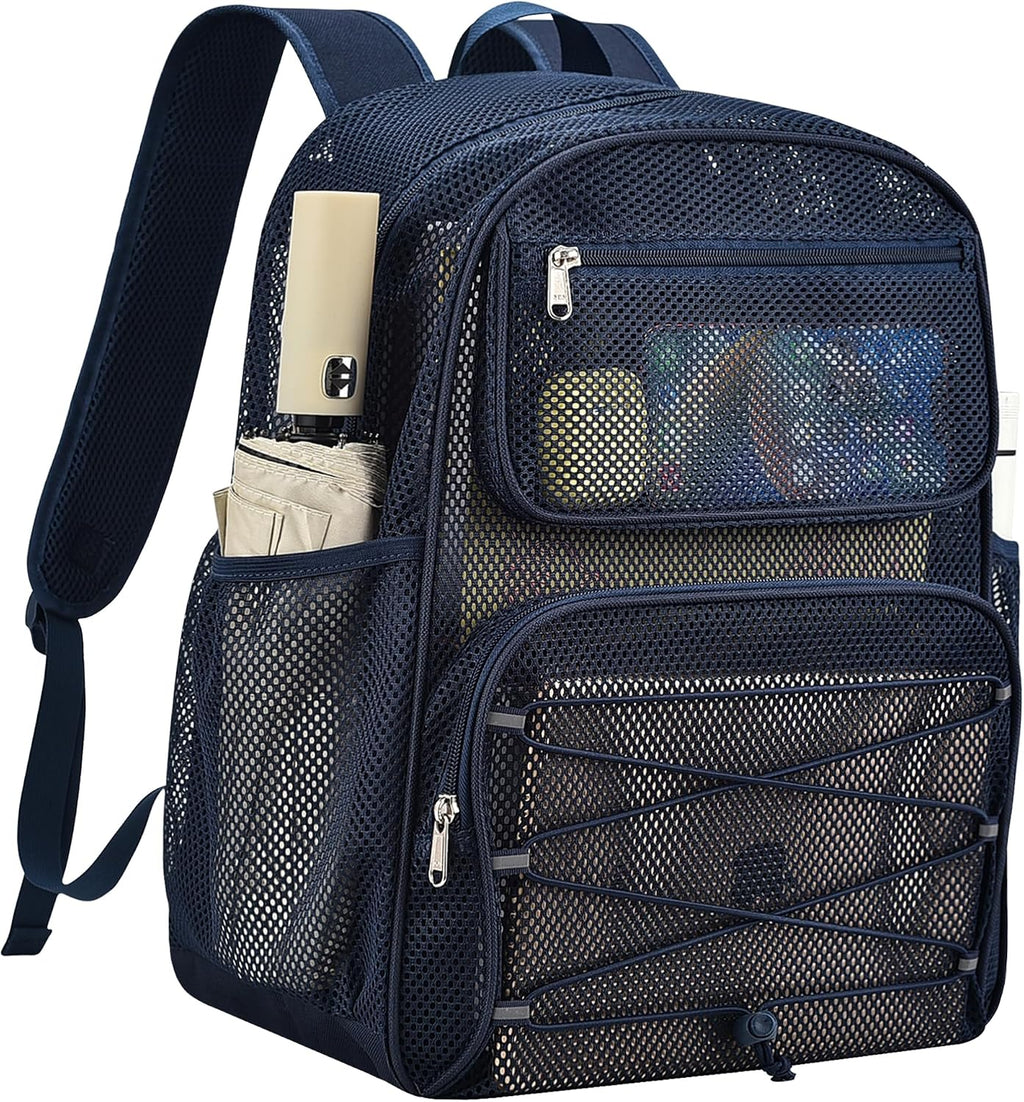 Paxiland Mesh Backpack Heavy Duty, 27L Large See Through Mesh Beach Bag