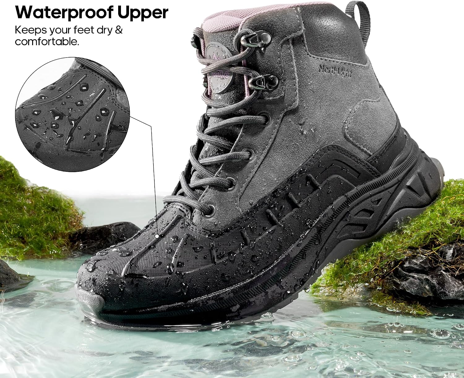 NORTIV 8 Women's Waterproof Hiking Boots Outdoor Trekking Camping Trail Hiking Boots