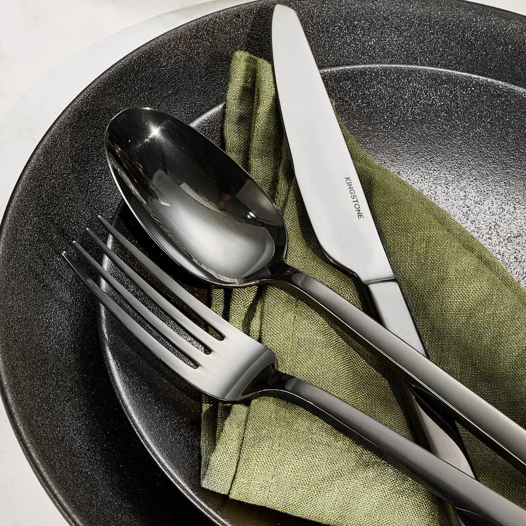Black Silverware Set for 4, 20 Piece Flatware Set, Stainless Steel