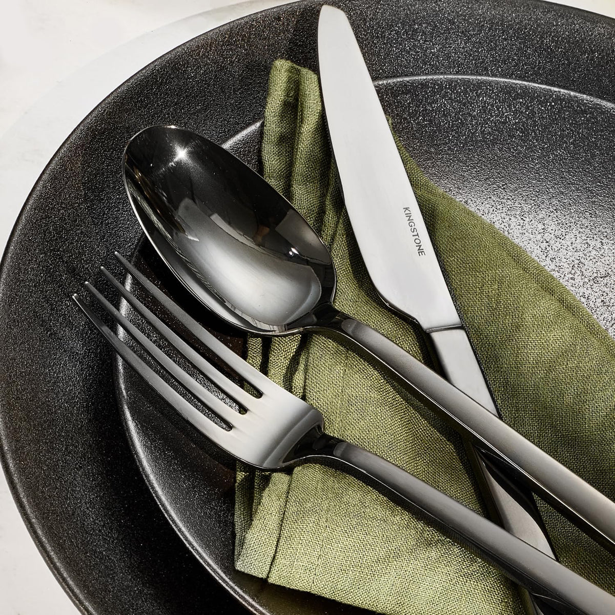 Black Silverware Set for 4, 20 Piece Flatware Set, Stainless Steel