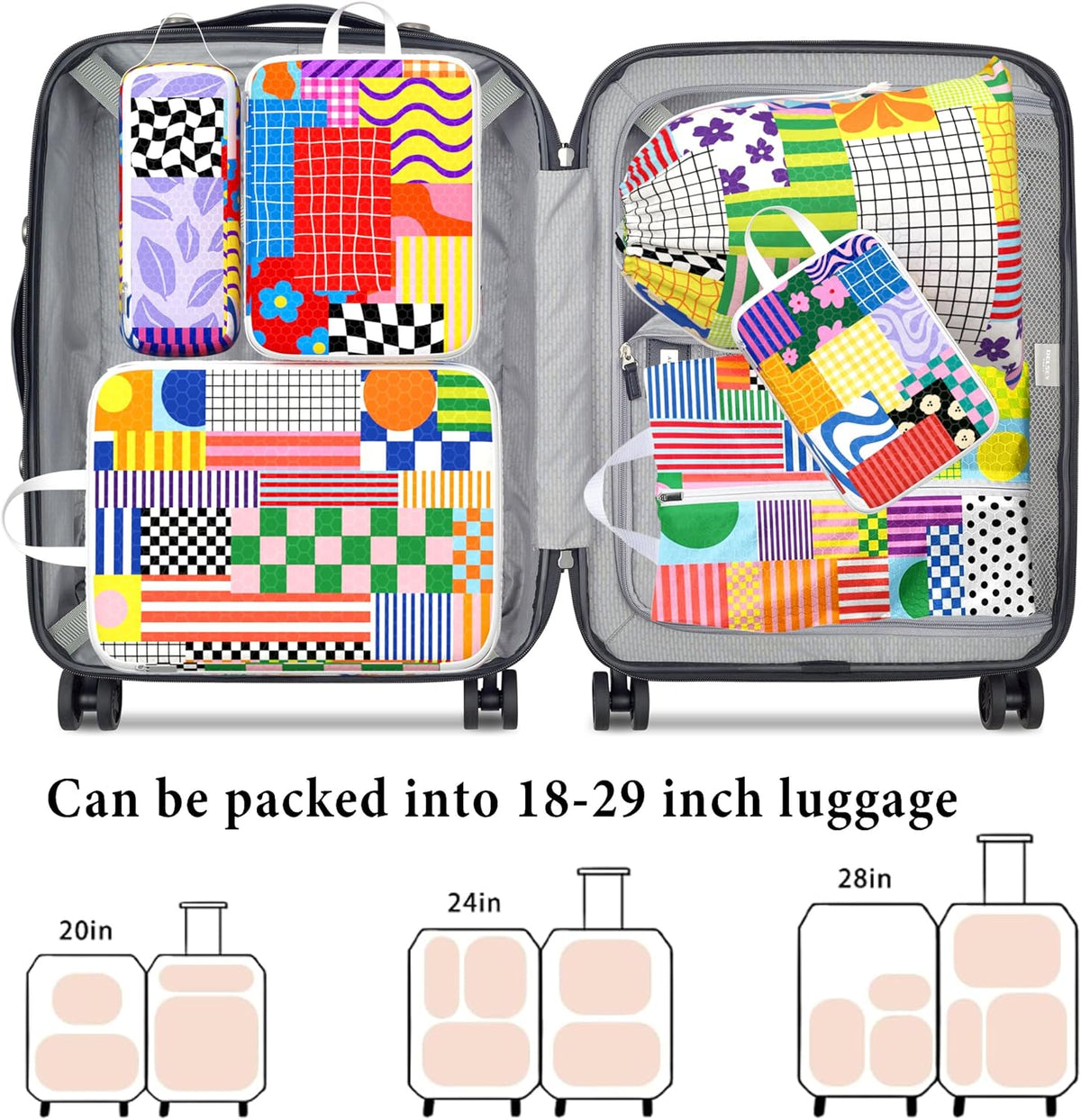 Compression Packing Cubes for Travel, 6 Set Natural Life Luggage Organizers, Lightweight Waterproof Expandable/Compression Bags Bohemia Smell Proof Travel Packing Cubes for Suitcases