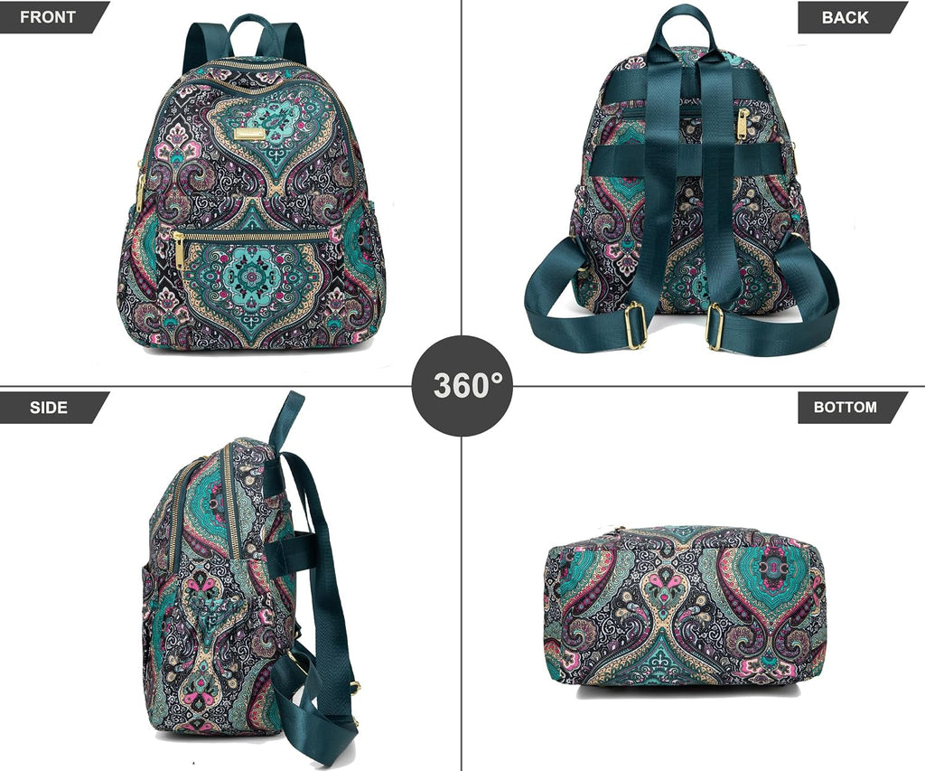 Pealwel Mini Backpack Purse for Women,Small Nylon backpacks for Ladies Backpacks Women Anti Theft Travel Bag (Bohemian)