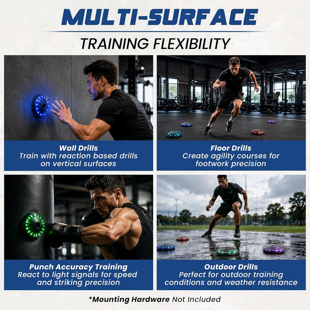 Reflexx RLT 2.1 Reaction Training Lights – Improve Reaction Time, Coordination & Focus – Adjustable Speed, Random Mode, Brightness & Sound Control – for Fitness, Rehab, Seniors & Athletes