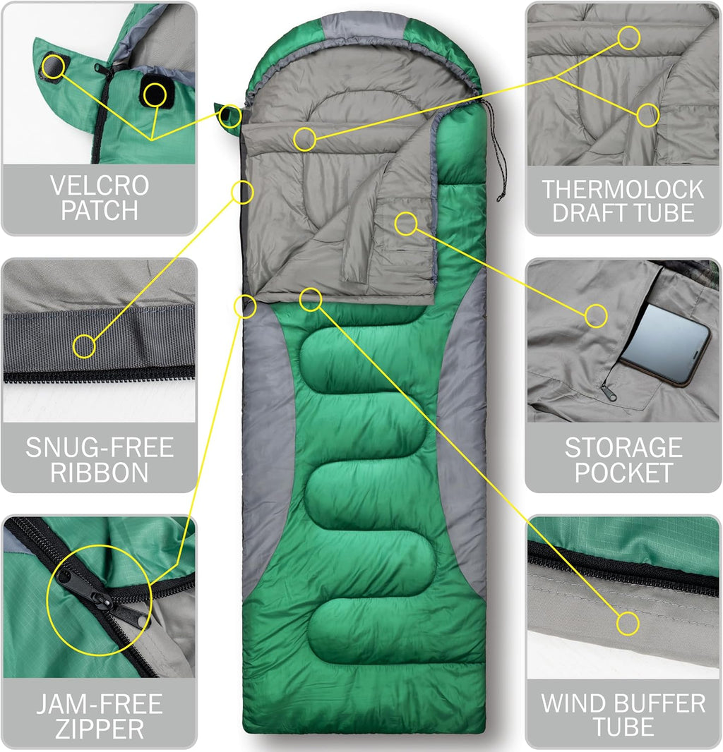 0 Degree Winter Sleeping Bags for Adults, Cold Weather Camping