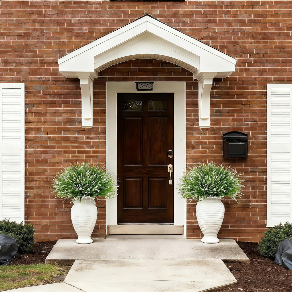 Ivydale 20PCS Artificial Plants Fake Flowers Monkey Grass for Outdoors,UV Resistant Realistic White Faux Greenery Shrubs Outside Decor for Home Garland Porch Patio Balcony Planter Yard Office Pathway