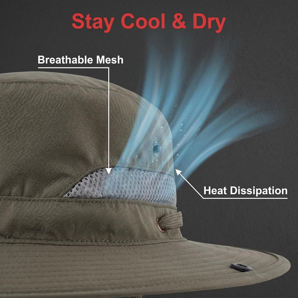 Connectyle Wide Brim Sun Hat for Men Women UPF 50+ Outdoor Cowboy Hat UV Protection Bucket Hat for Fishing Hiking Travel