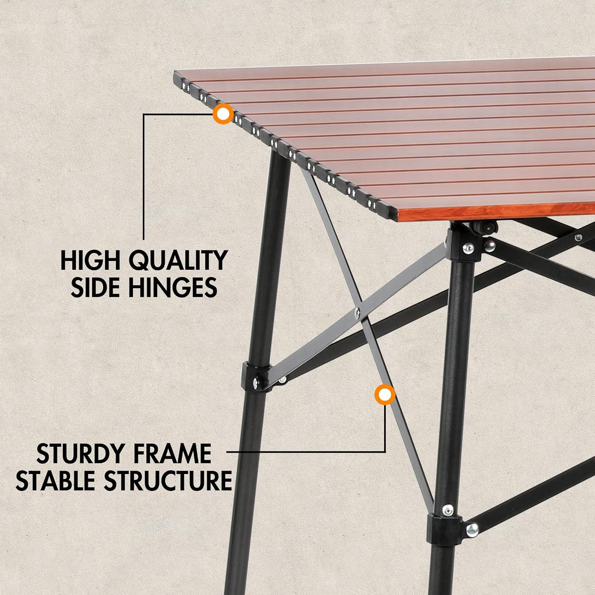 Portal Lightweight Aluminum Folding Square Table Roll Up Top 4 People Table