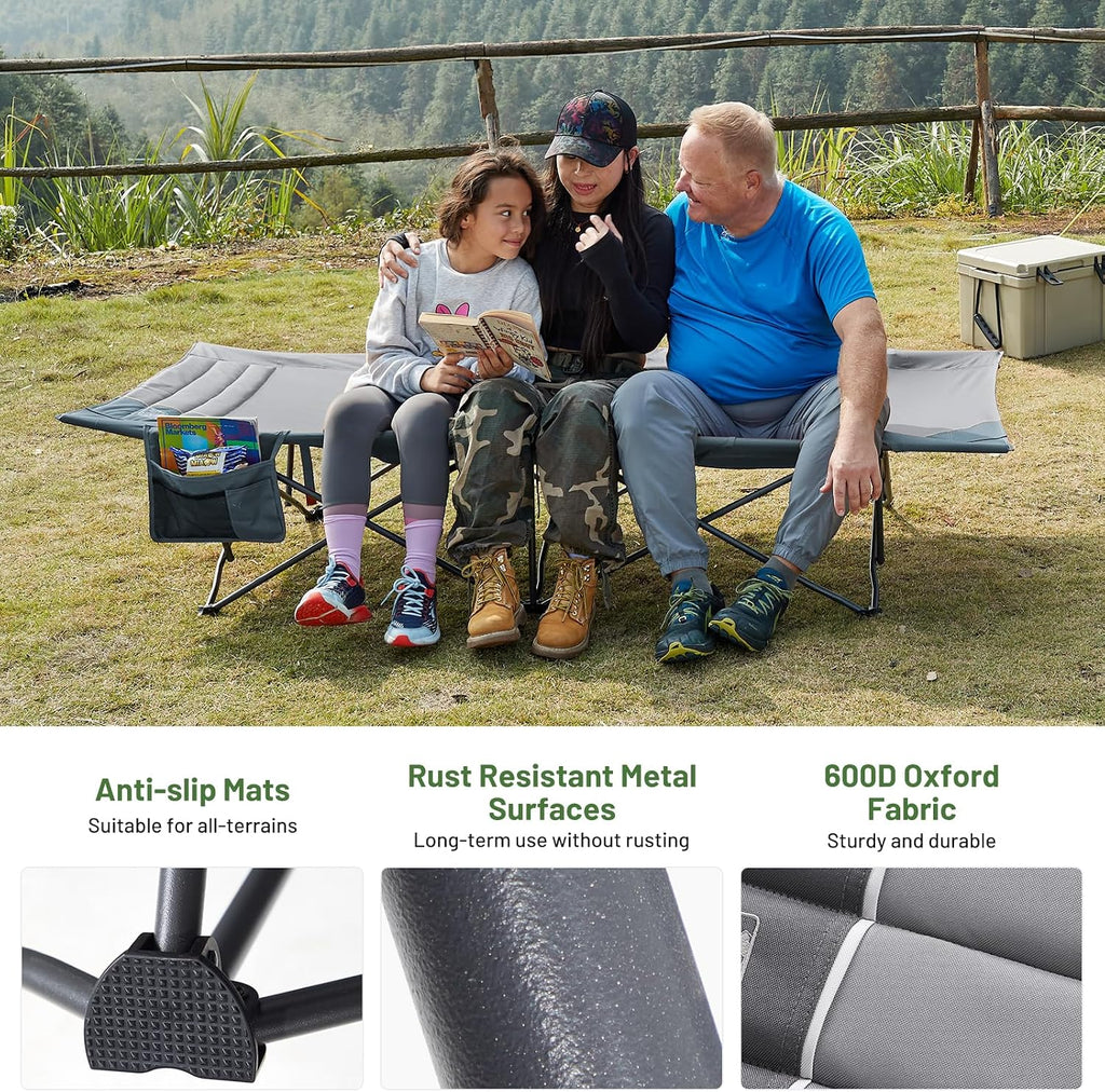 TIMBER RIDGE 31.8" Extra Wide Camping Cot for Adult, Easy Set Up, Heavy Duty Oversized Sleeping Bed with Carry Bag for Camping, Travel and Outdoors, Support up to 450lbs, Grey 2 Pack