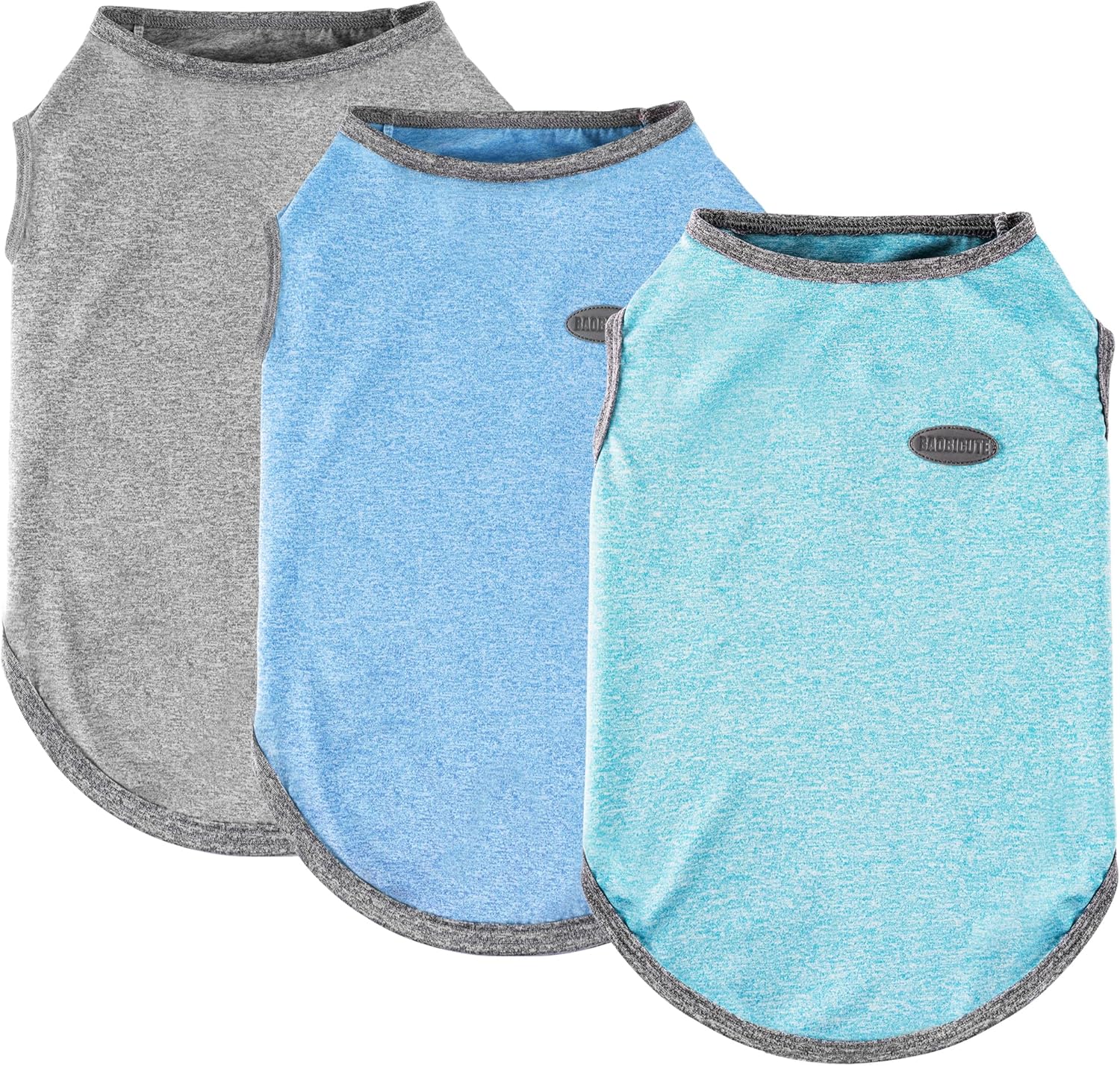 3 Pack Lightweight Sun Protection Dog Shirt Breathable Sleeveless Dog T Shirts Extra Soft Top Tank Dog Clothes for Outdoor Activities (Dark Gray + Sky Blue + Lake Blue, Medium)