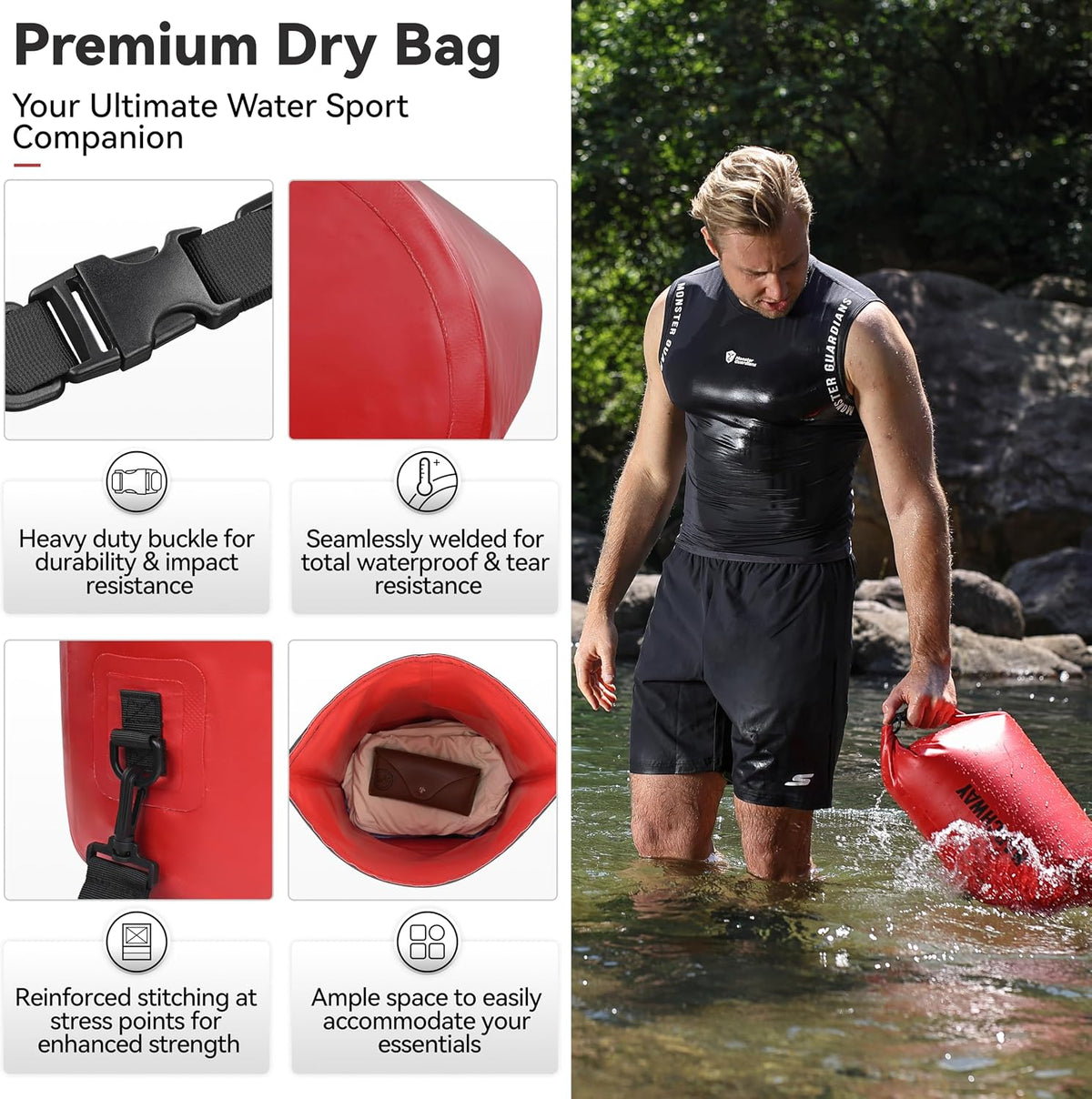 MARCHWAY Floating Waterproof Dry Bag Backpack 5L/10L/20L/30L/40L, Roll Top Sack Keeps Gear Dry for Kayaking, Rafting, Boating, Swimming, Camping, Hiking, Beach, Fishing