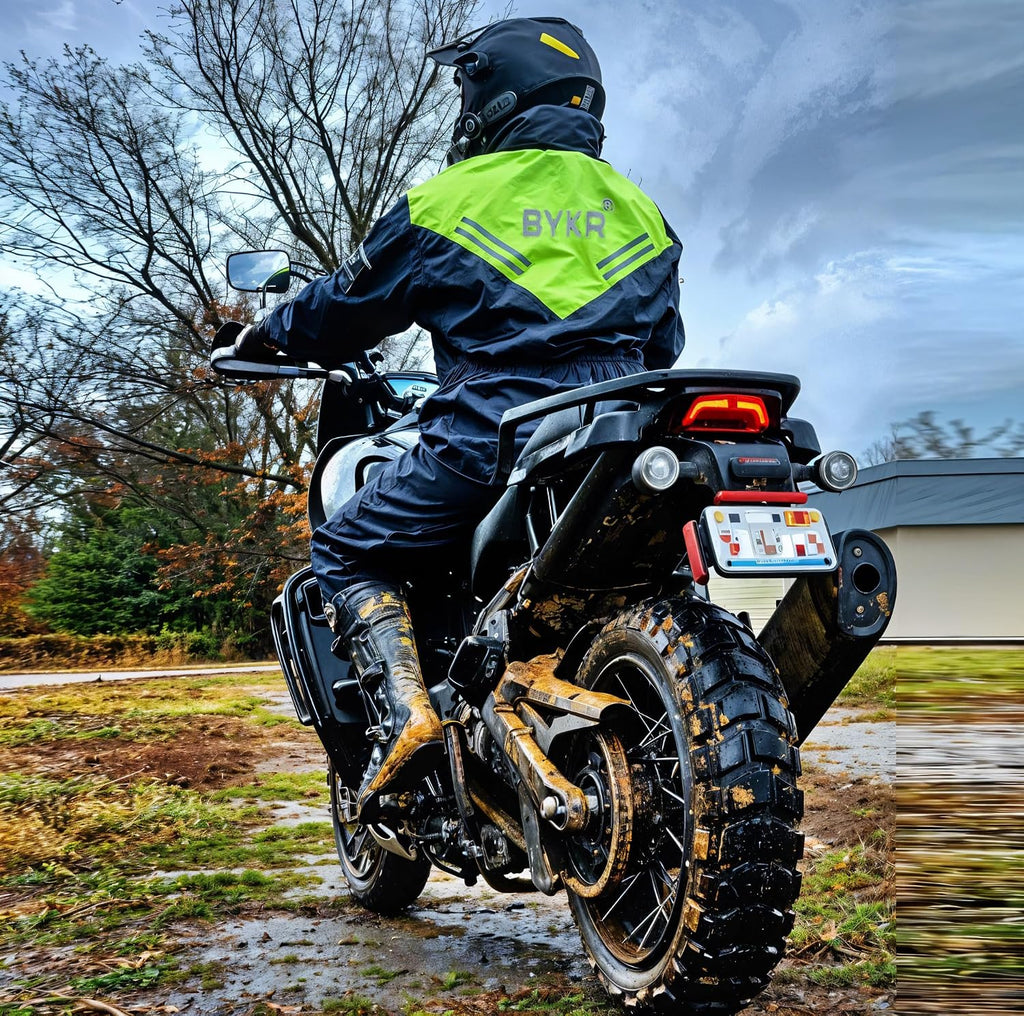 BYKR Waterproof Outdoors Motorcycle Rain Suits for Men & Women Cycling 2-Piece Breathable & Windproof Wet Weather Protection