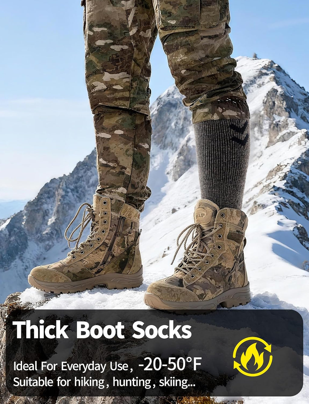 Over-The-Calf Alpaca Wool Boot Socks for Men Women - Thick Thermal Socks for Winter Hiking, Hunting, Moisture Wicking