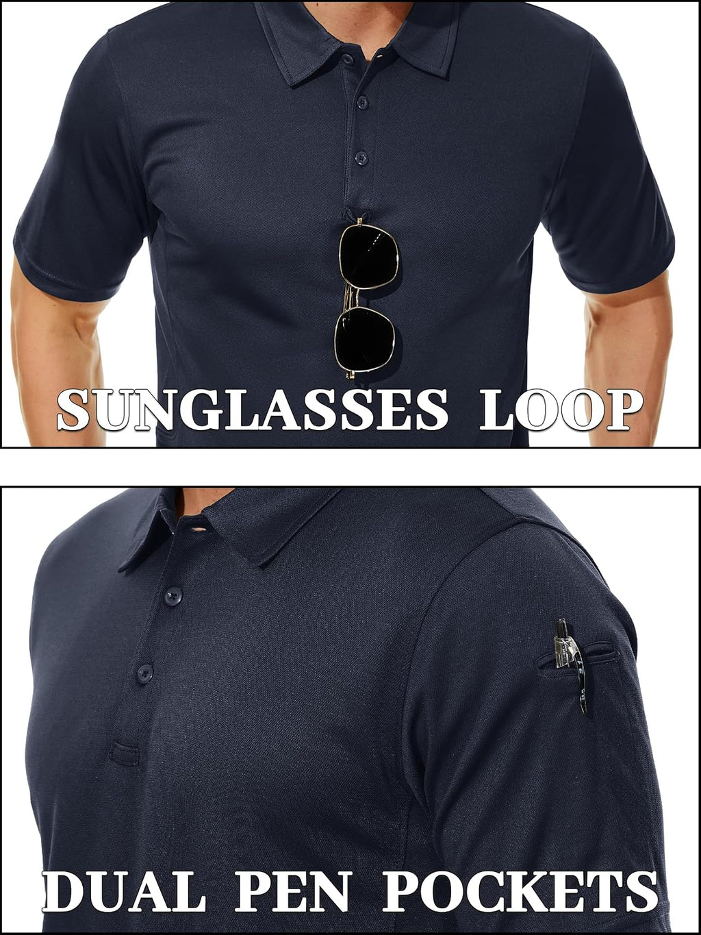 TACVASEN Mens Polo Shirts Short Sleeve Quick Dry Collared Shirt Performance Pique Polos for Athletic Tactical Golf Work