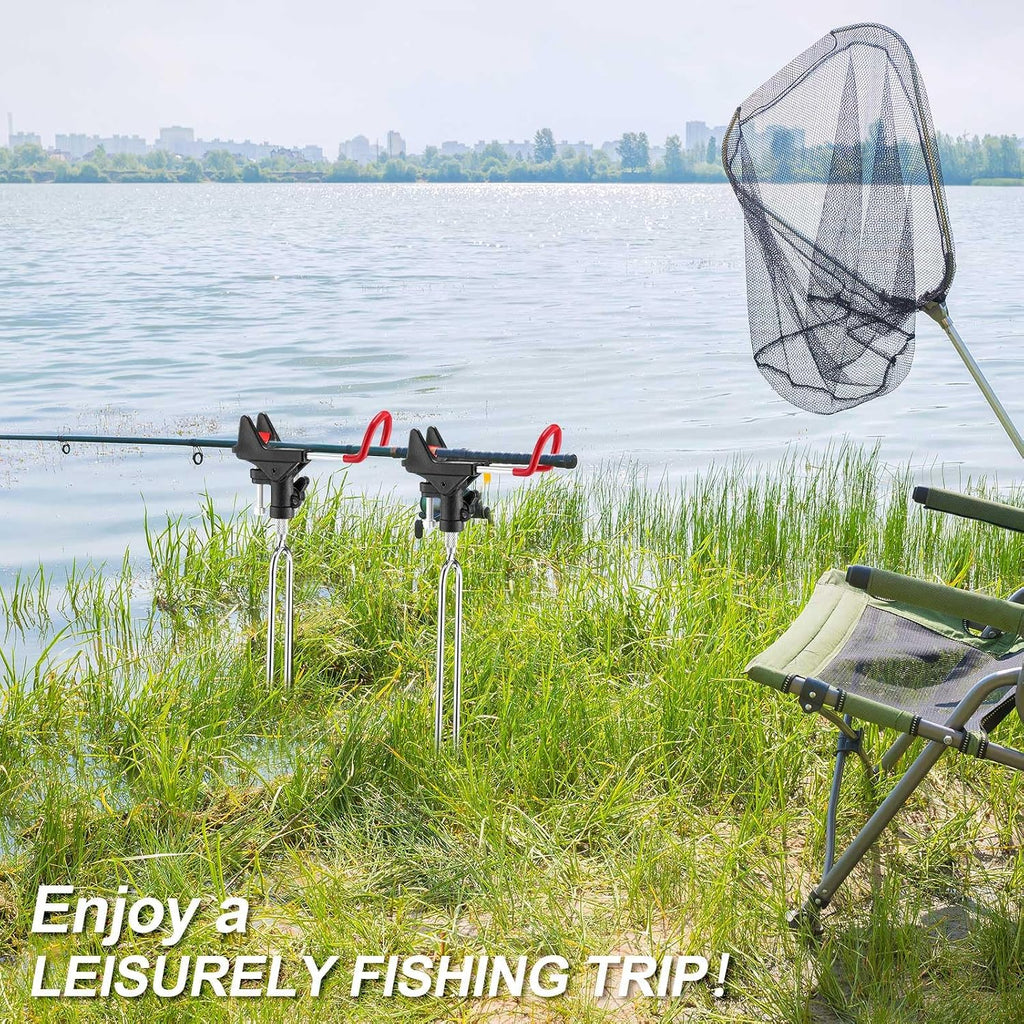Lenwen 4 Pcs Fishing Rod Holders for Ground, Fishing Pole Holders for Bank