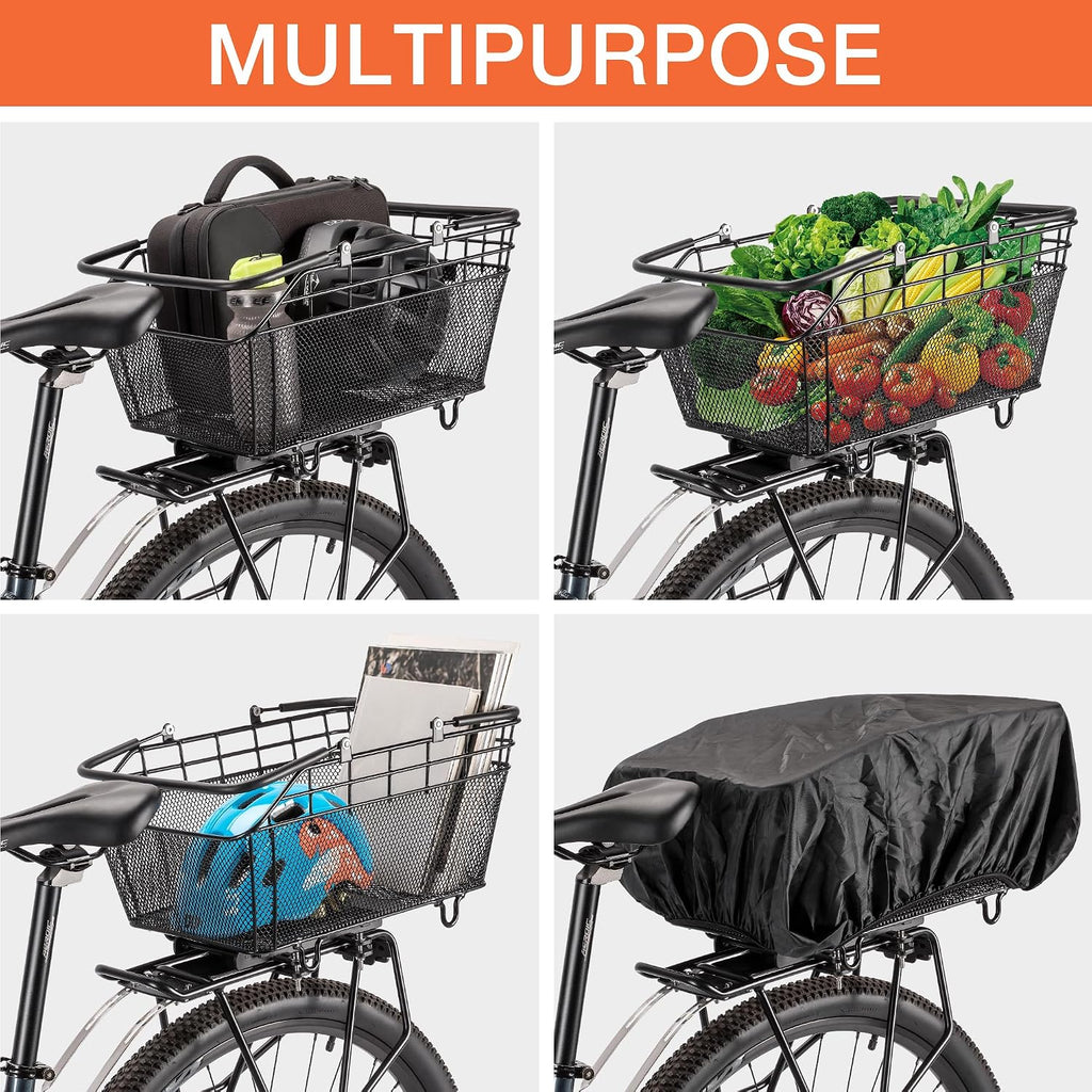 CXWXC Rear Bike Basket with Handle - Quick Release Bicycle Rear Basket